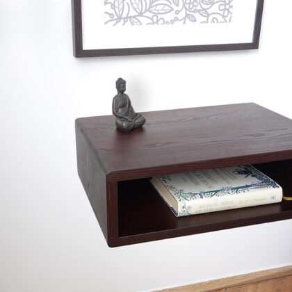 Minimalist wooden nightstand made by thermal treated ash tree