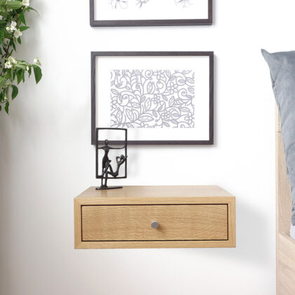 Stylish wooden nightstand in oak wood veneer